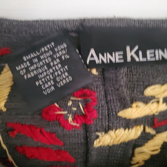 Anne Klein Wool Blend Embroidered Beaded Zip Up Sweater,size Small - Picture 5 of 7